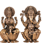 Brass Superfine Ganesh Lakshmi Idols - 4" Height